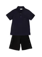 Little Boy's & Embossed Logo Cotton Polo Shirt