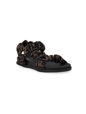 Little Kid's & FF Logo Ruched Sandals