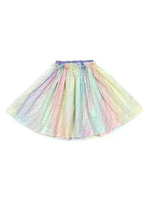 Little Girl's & Logo Print Ombré Skirt