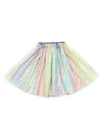 Little Girl's & Logo Print Ombré Skirt