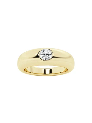 14K Yellow Gold & 0.33 TCW Round Natural Diamond Domed Ring