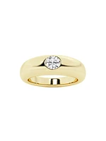 14K Yellow Gold & 0.33 TCW Round Natural Diamond Domed Ring