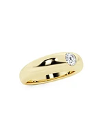 14K Yellow Gold & 0.33 TCW Round Natural Diamond Domed Ring