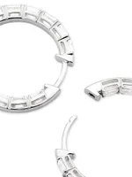 14K White Gold & 3 TCW Emerald-Cut Natural Diamond Inside-Out Hoop Earrings