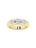 14K Yellow Gold & 1.09 TCW Natural Diamond Domed Ring