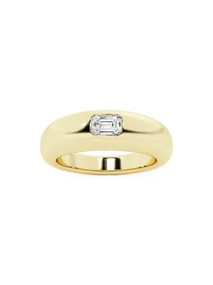 14K Yellow Gold & 0.33 TCW Emerald-Cut Natural Diamond Domed Ring