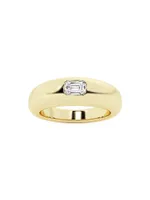 14K Yellow Gold & 0.33 TCW Emerald-Cut Natural Diamond Domed Ring