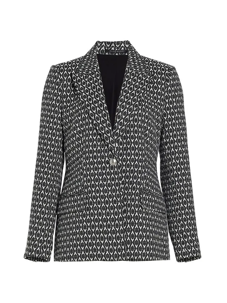 Cotton-Blend Geometric Blazer