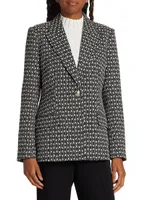 Cotton-Blend Geometric Blazer