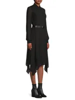 Hank Belted Georgette Handkerchief Shirtdress