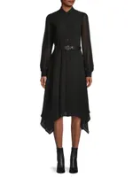 Hank Belted Georgette Handkerchief Shirtdress