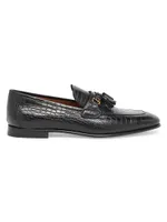 Alligator-Embossed Leather Loafers