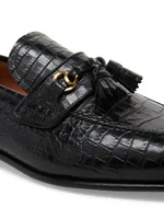 Alligator-Embossed Leather Loafers