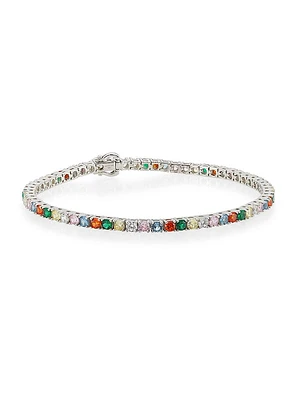 Multi Sterling Silver & Cubic Zirconia Tennis Bracelet