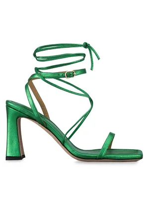 Le Ramona Metallic Leather Lace-Up Sandals