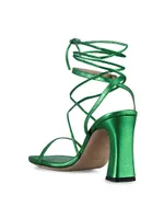 Le Ramona Metallic Leather Lace-Up Sandals