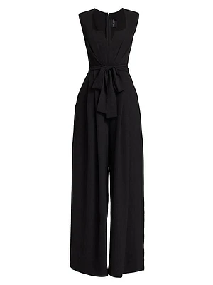 Eloise Belted Pleated Wide-Leg Jumpsuit