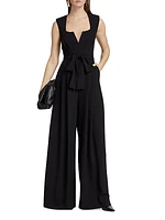 Eloise Belted Pleated Wide-Leg Jumpsuit