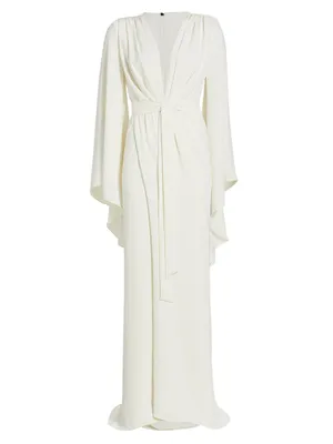 Emma Long-Sleeve Woven Gown