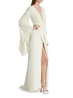 Emma Long-Sleeve Woven Gown