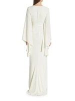 Emma Long-Sleeve Woven Gown