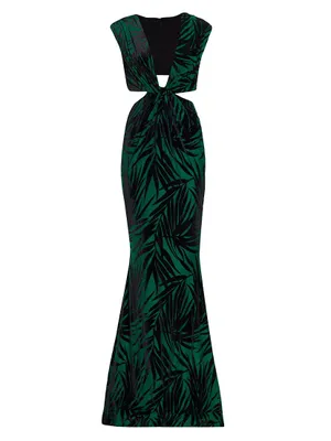 Elsa Palm Twisted Cut-Out Gown