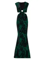 Elsa Palm Twisted Cut-Out Gown