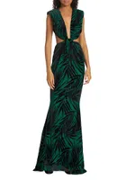 Elsa Palm Twisted Cut-Out Gown