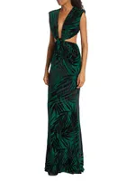 Elsa Palm Twisted Cut-Out Gown