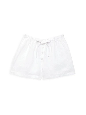 Little Girl's & Girl's White Twill Ruffle Shorts