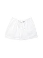 Little Girl's & Girl's White Twill Ruffle Shorts