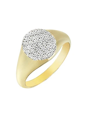 Pavé 14K Yellow Gold & 0.27 TCW Diamond Signet Ring