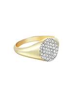 Pavé 14K Yellow Gold & 0.27 TCW Diamond Signet Ring