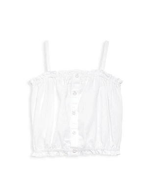 Little Girl's & Girl's Ruffle-Trimmed Twill Bubble Top