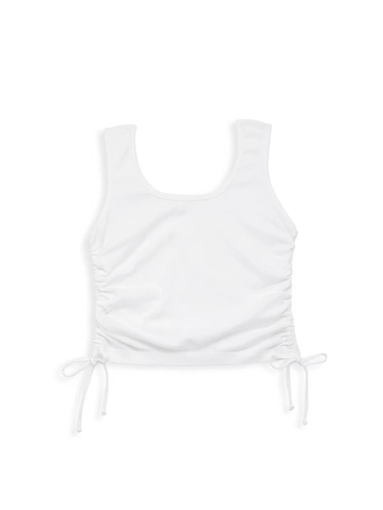 Little Girl's & Girl's Supima Cotton Baby Rib Ruched Tie Tank Top