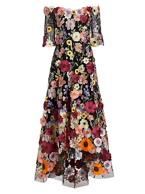 Embroidered Floral Gown