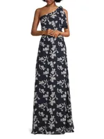 Chelsea Floral One-Shoulder Gown