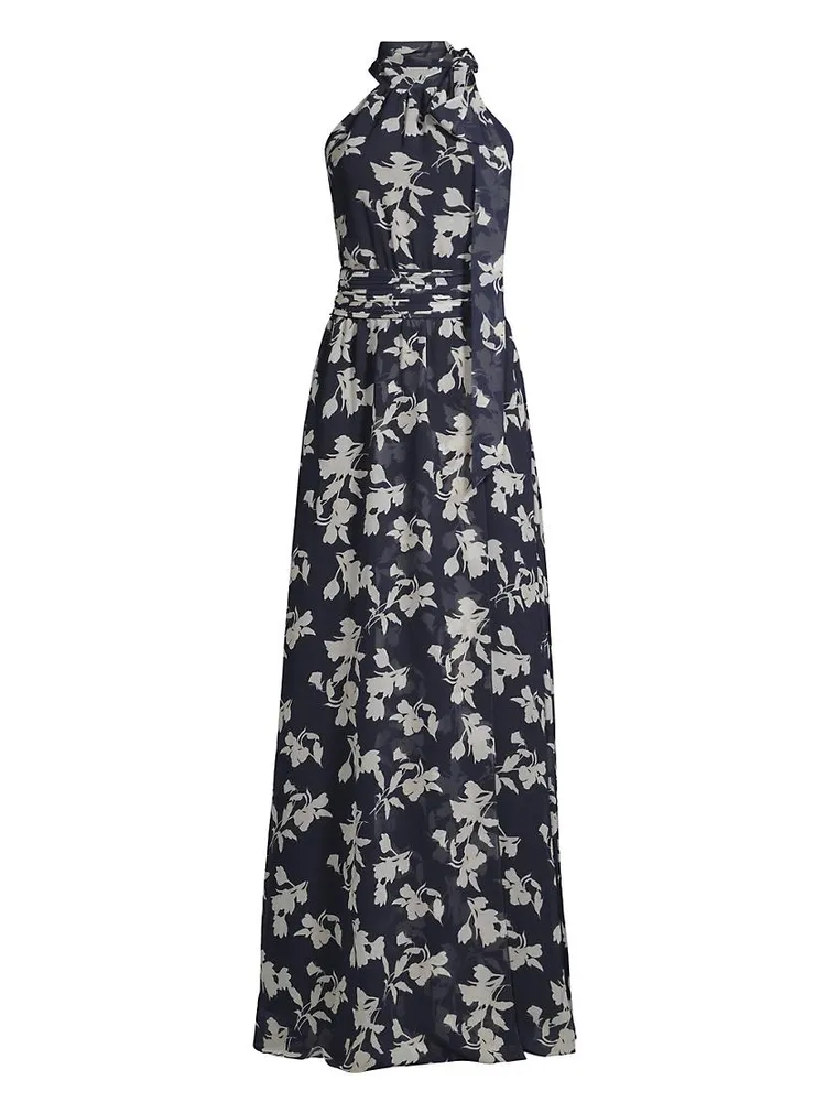 Kayla Floral High-Neck Gown