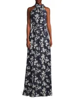 Kayla Floral High-Neck Gown