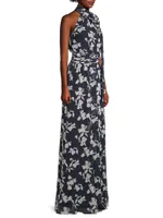 Kayla Floral High-Neck Gown