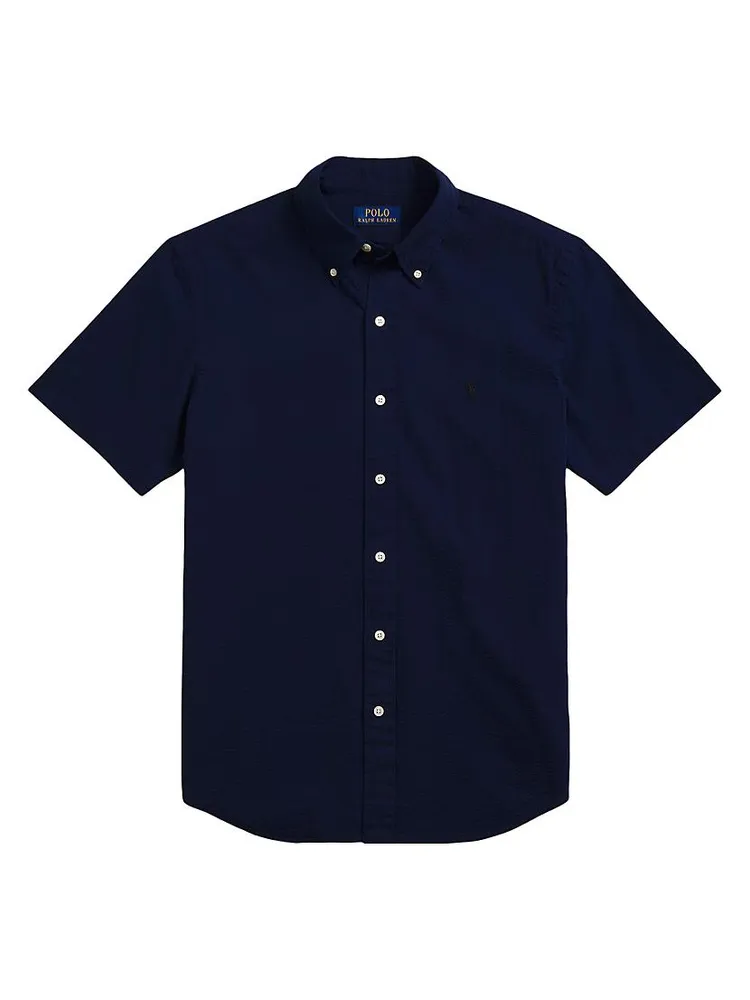 Classic-Fit Cotton Seersucker Short-Sleeve Shirt