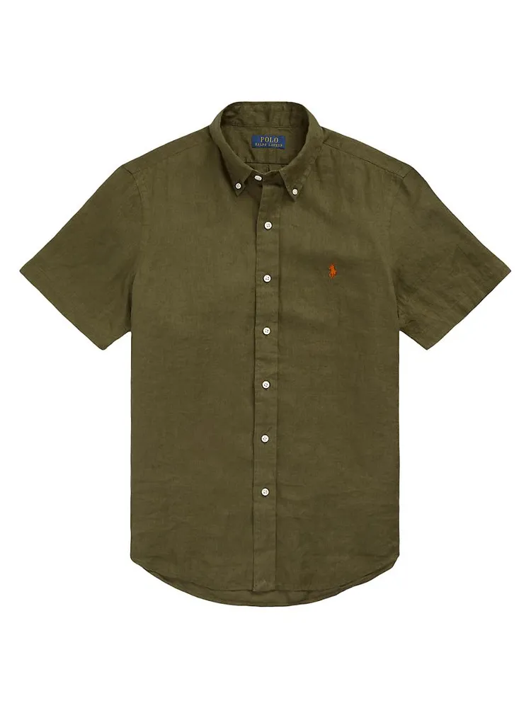 Linen Short-Sleeve Button-Down Shirt