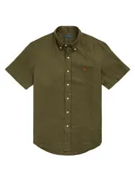 Linen Short-Sleeve Button-Down Shirt