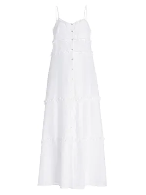 Connie Frill-Trimmed Cotton & Silk Maxi Dress