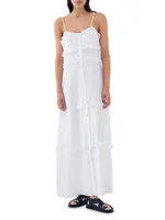 Connie Frill-Trimmed Cotton & Silk Maxi Dress