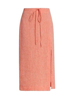 Drawstring Slit Midi-Skirt