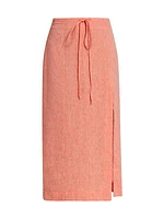 Drawstring Slit Midi-Skirt