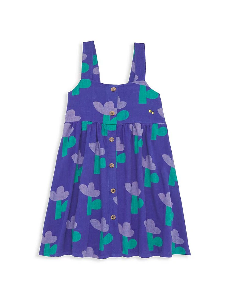 Little Girl's & Sea Flower Button-Front Dress