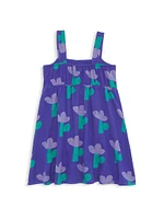 Little Girl's & Sea Flower Button-Front Dress