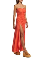 Swizzle Ruched Strapless Maxi Dress